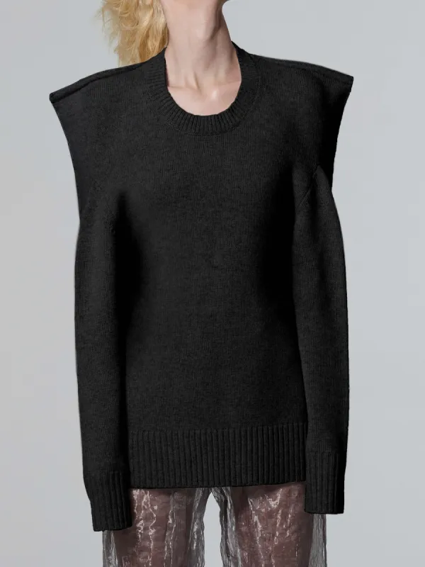 SQUARE SWEATER - BLACK made by GRACE LING