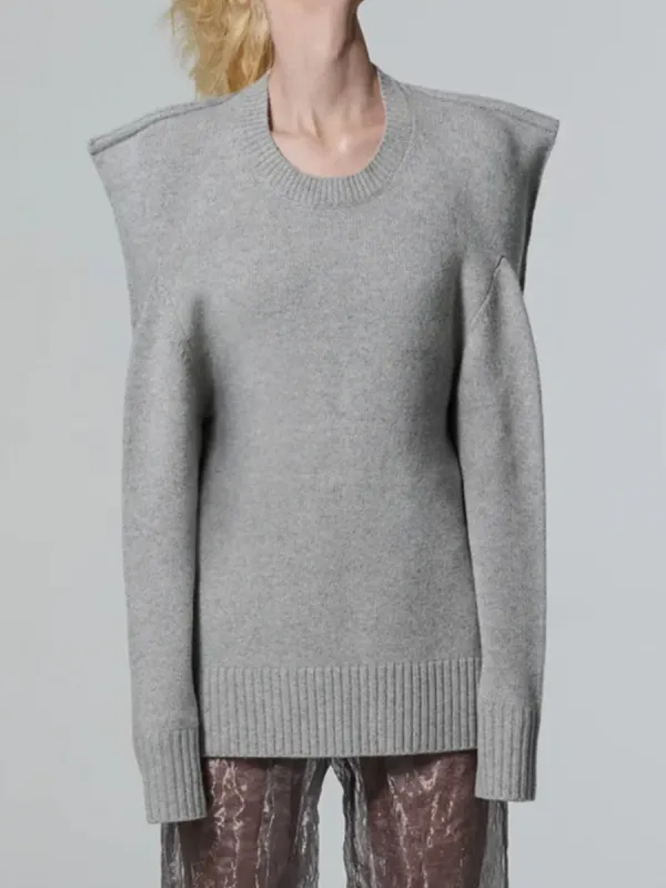 SQUARE SWEATER - STONE GREY sold by GRACE LING
