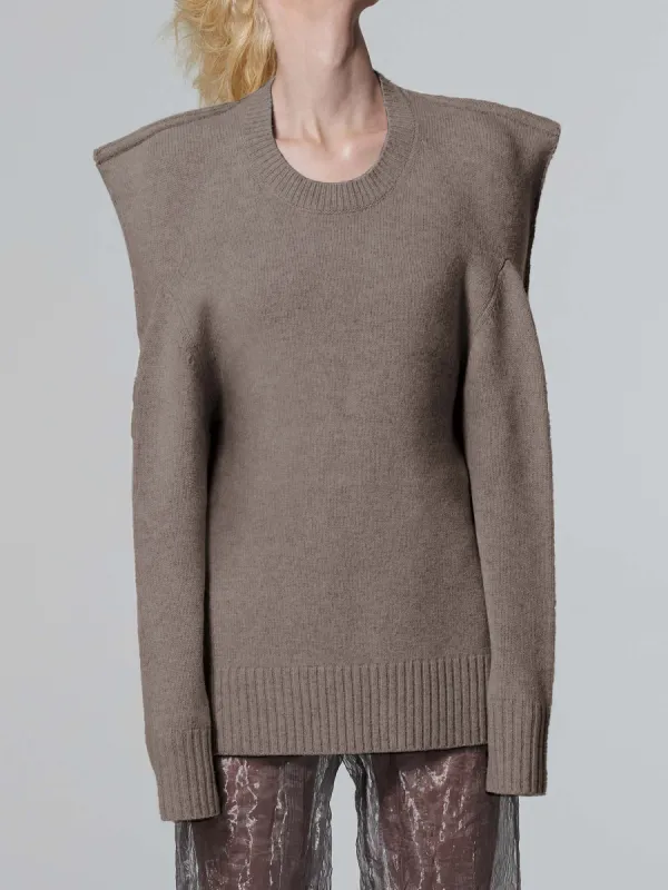 SQUARE SWEATER - BROWN GREY made by GRACE LING