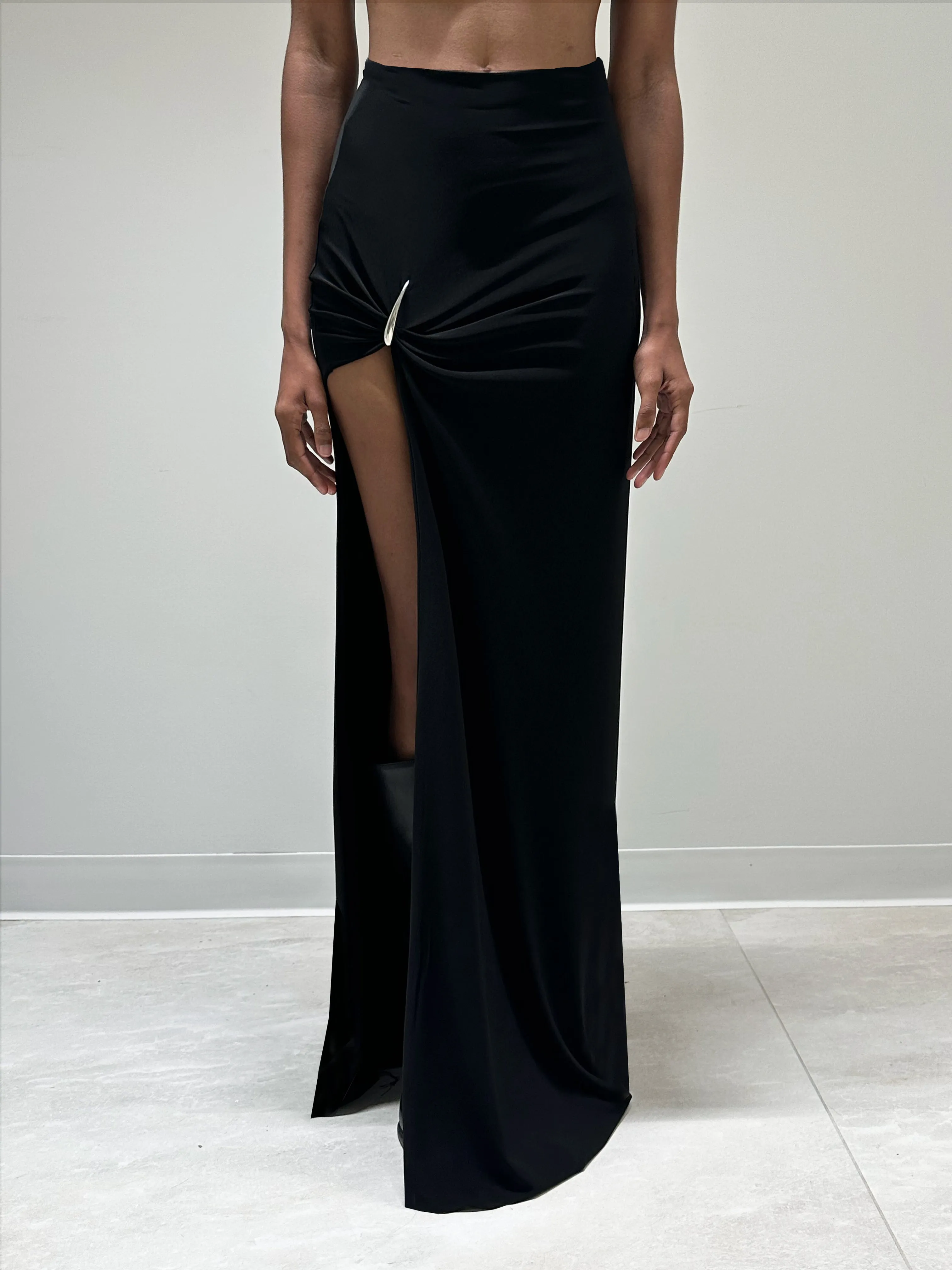 CLAW MINI-MAXI DRAPED SKIRT - BLACK sold by GRACE LING product image thumbnail 2