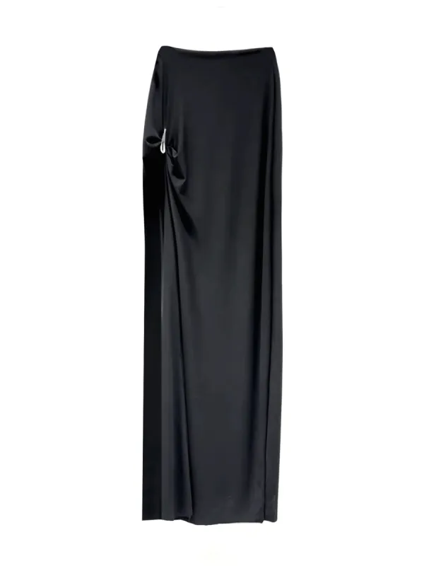CLAW MINI-MAXI DRAPED SKIRT - BLACK sold by GRACE LING