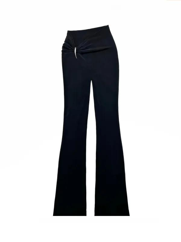 CLAW SUBTLE FLARE JERSEY TROUSERS - BLACK sold by GRACE LING