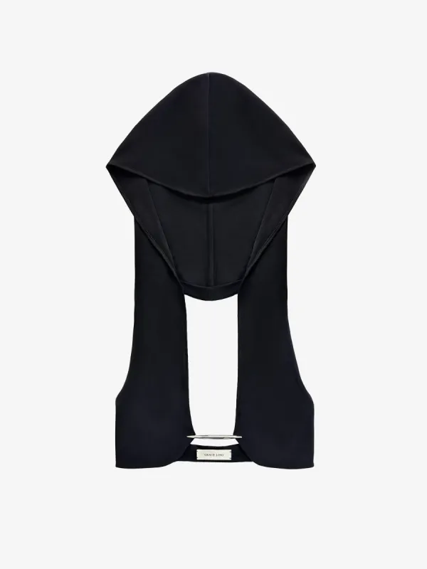 VERTEBRAE HALTER HOOD BRALETTE - BLACK sold by GRACE LING