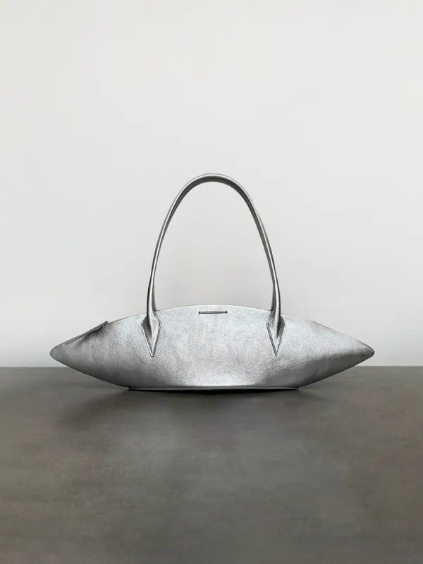 SPACESHIP LEATHER BAG - SILVER sold by GRACE LING