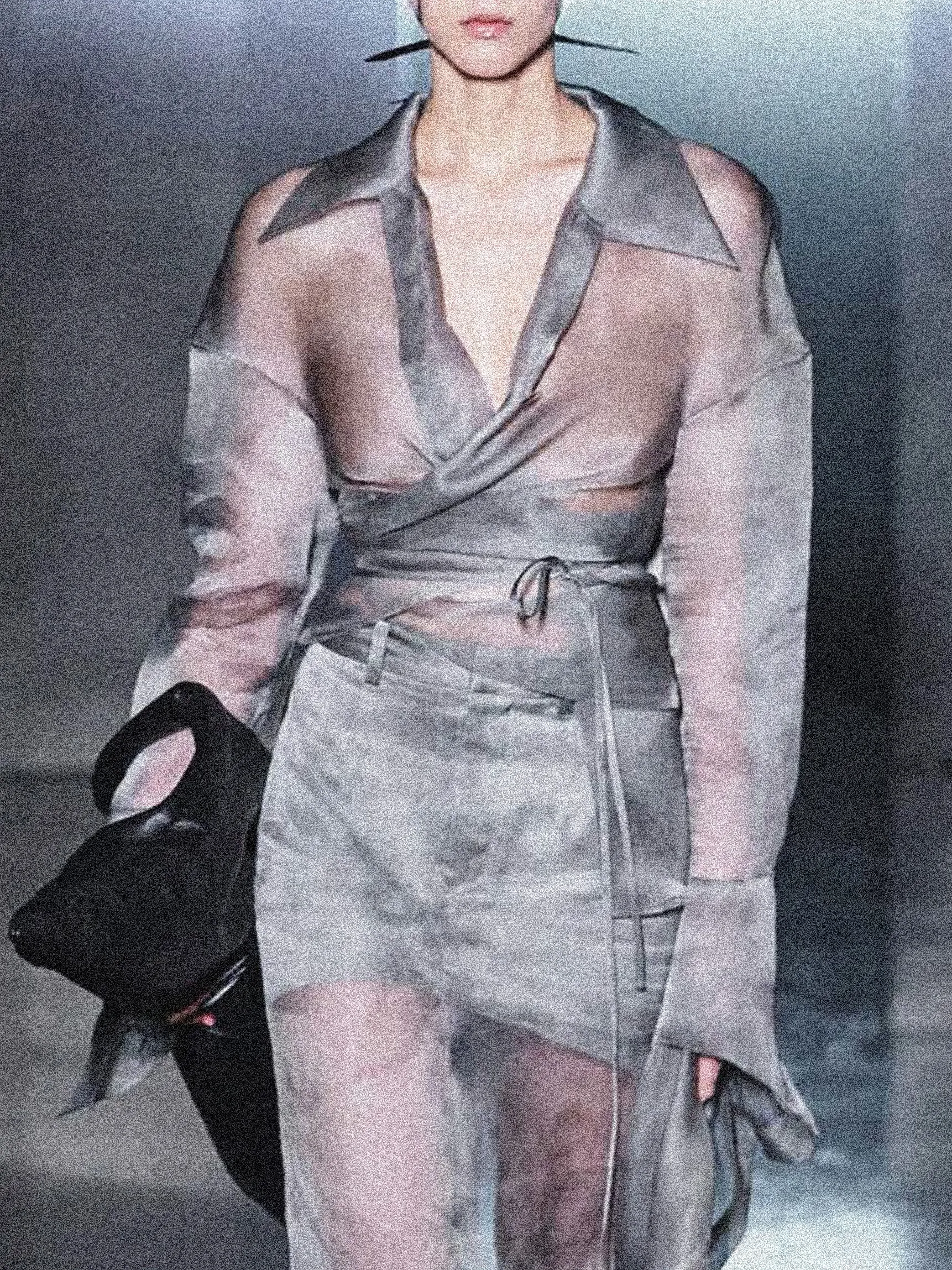 FOG STITCHES WRAP SHIRT IN SILK ORGANZA sold by GRACE LING