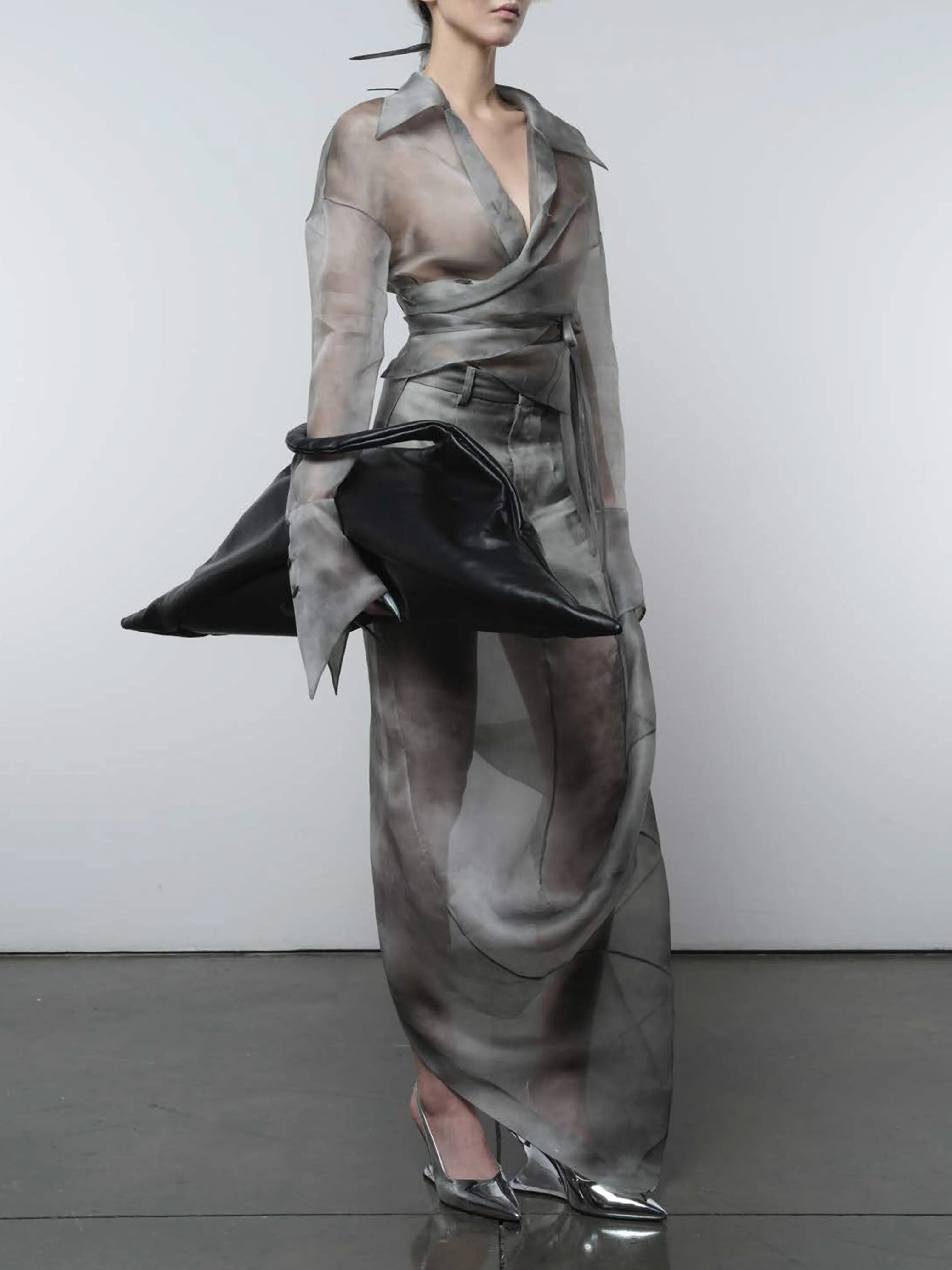 FOG STITCHES WRAP SHIRT IN SILK ORGANZA sold by GRACE LING product image thumbnail 2