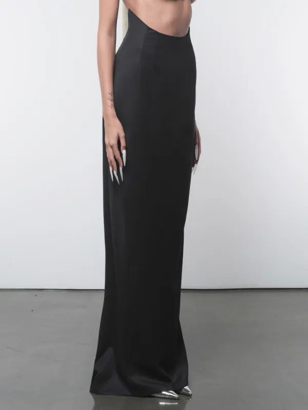 HIGH-WAISTED CRESCENT MAXI SKIRT made by GRACE LING