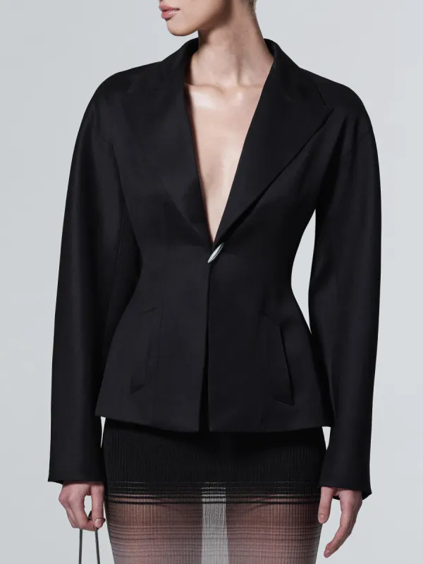 SHARK TEETH WOOL BLAZER made by GRACE LING