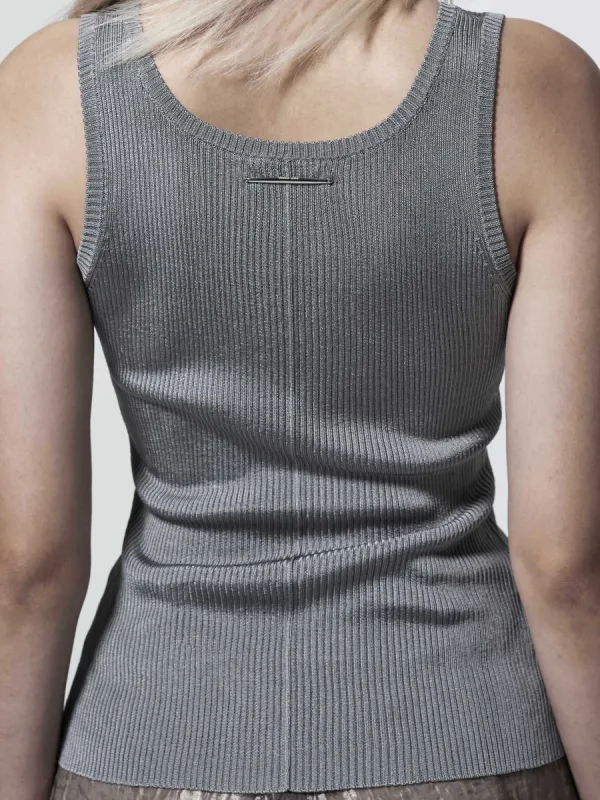 RIBBED-KNIT COLUMN TANK TOP - GREY sold by GRACE LING