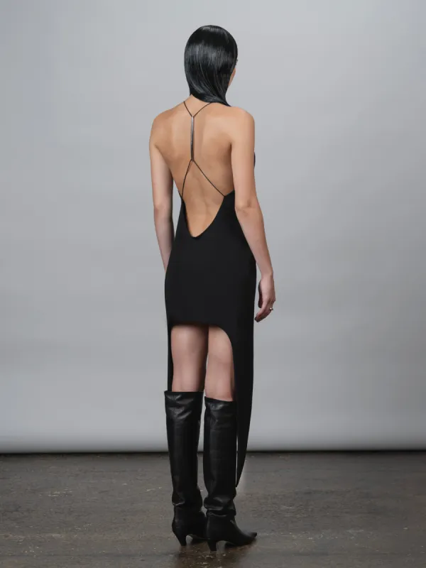 SPINE OPEN BACK SIDE DROP (MINI DRESS) - BLACK sold by GRACE LING