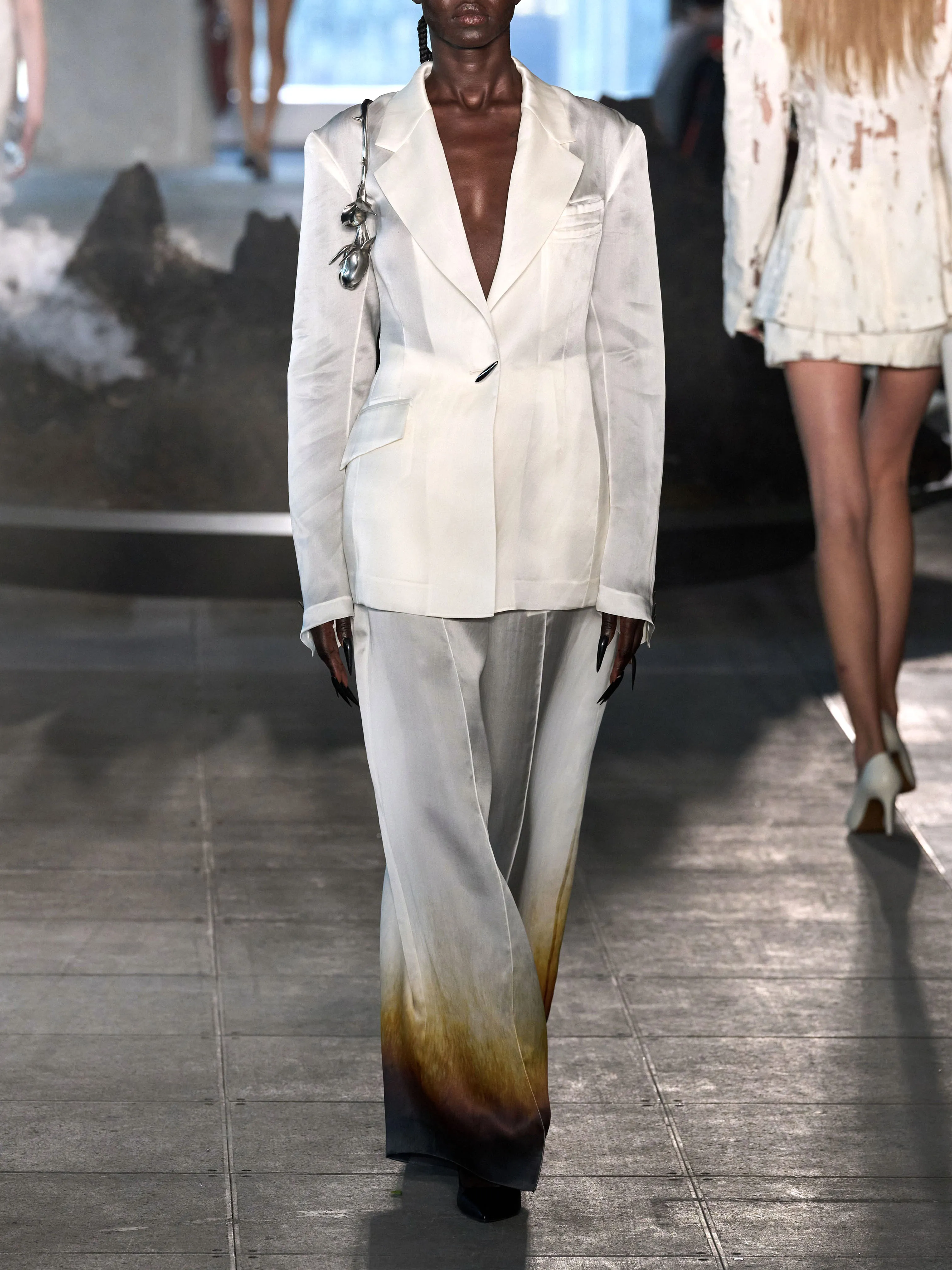 RUST EDGE SILK ORGANZA TAILORED TROUSERS - IVORY RUST sold by GRACE LING product image thumbnail 2
