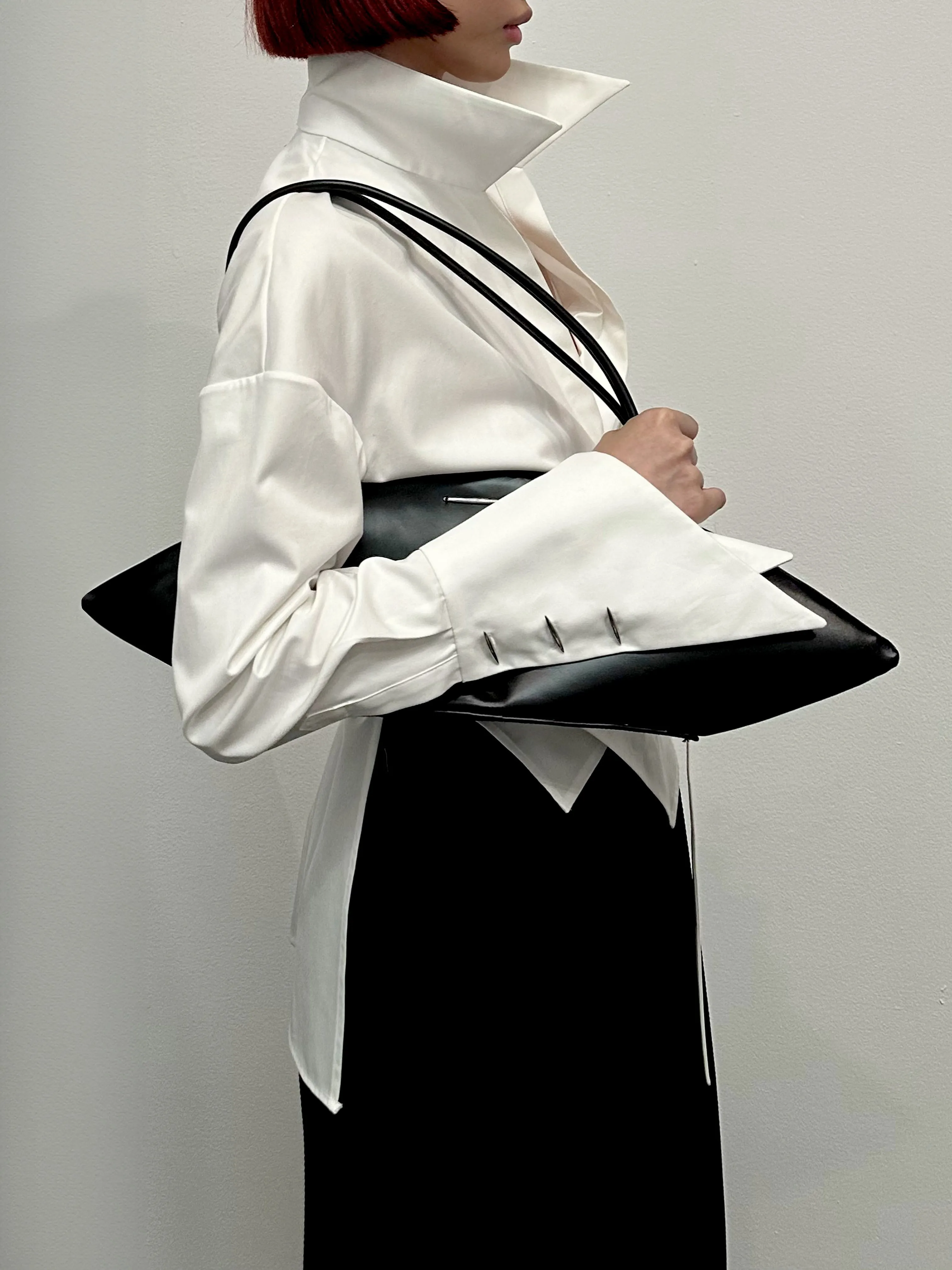 STITCHES OVERSIZED WRAP SHIRT - WHITE sold by GRACE LING product image thumbnail 2