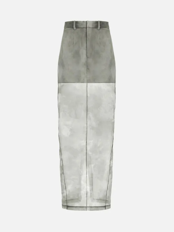 TAILORED SILK MIDI SKIRT - FOG GREY made by GRACE LING