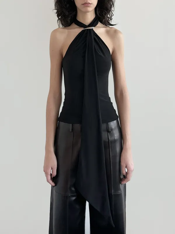 CLAW HALTER SCARF TOP - BLACK sold by GRACE LING