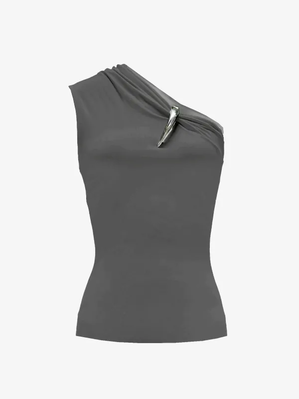 CLAW ONE SHOULDER TOP - GREY sold by GRACE LING