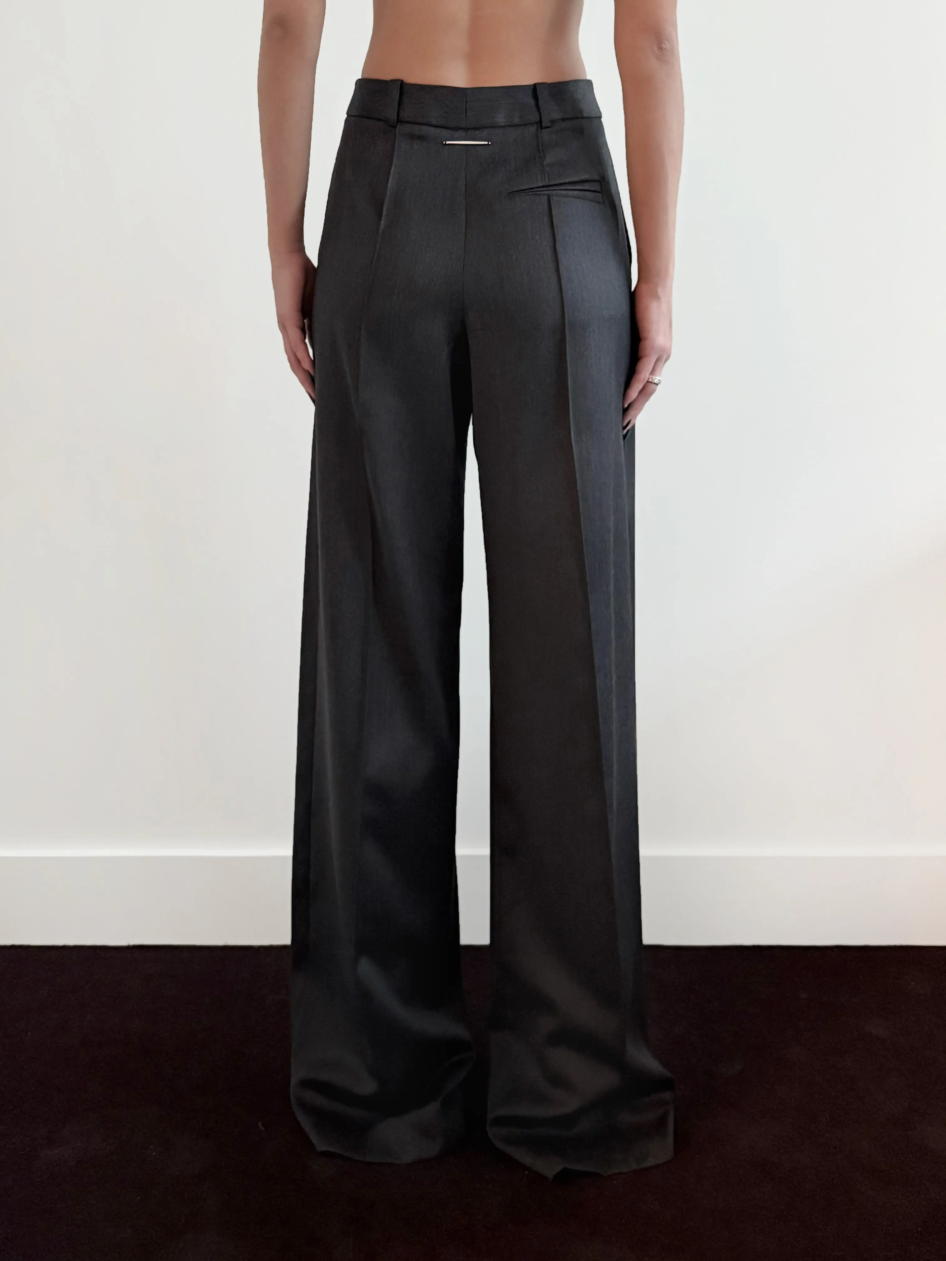 CLAW BELT LOOP TAILORED TROUSERS - DARK GREY WOOL sold by GRACE LING product image thumbnail 2