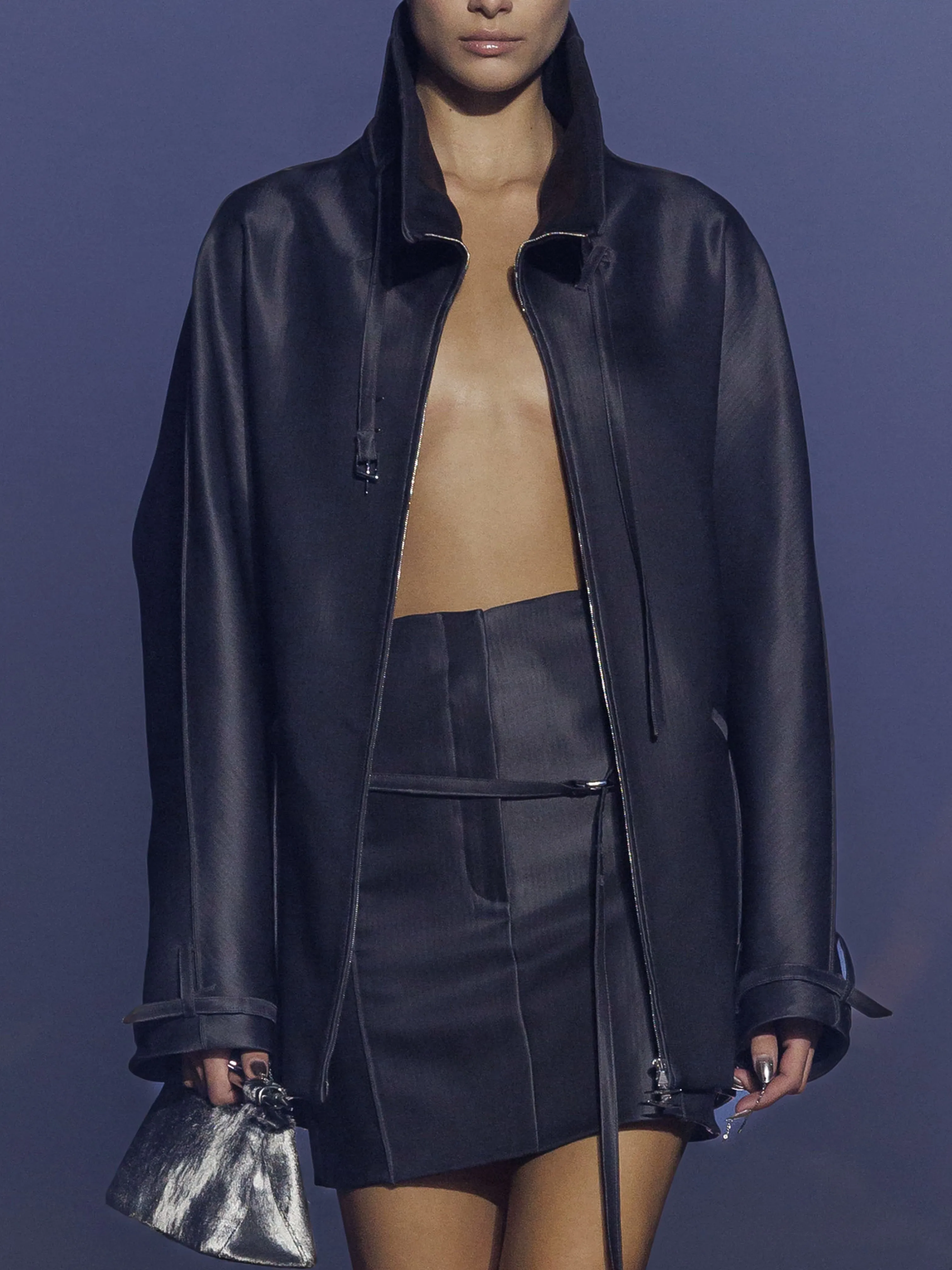 (PRE-ORDER) RELICS BELTED MINI SKIRT IN WOOL SILK sold by GRACE LING product image thumbnail 2