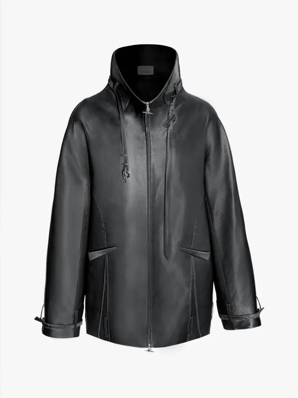 (PRE-ORDER) BELTED COLLAR COCOON WOOL-SILK COAT sold by GRACE LING