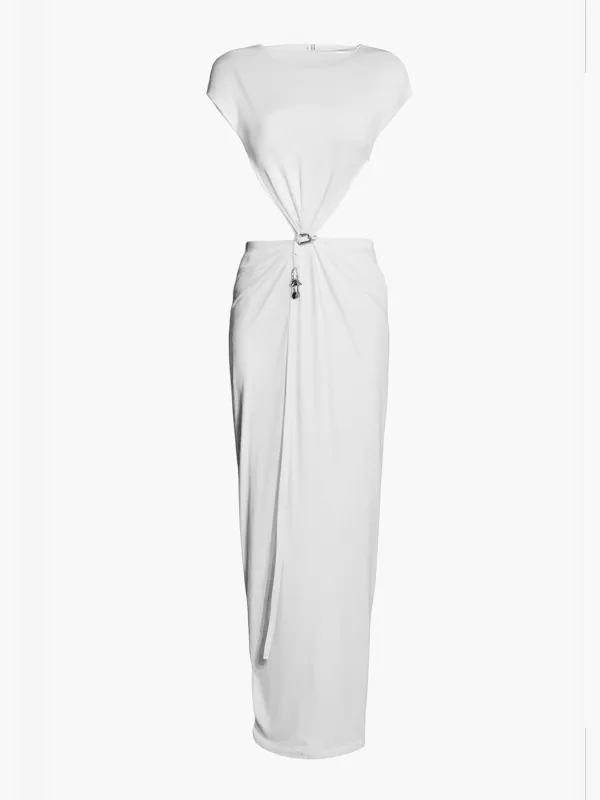(PRE-ORDER) RELIC CHARMS BELT CINCHED MAXI DRESS - WHITE sold by GRACE LING
