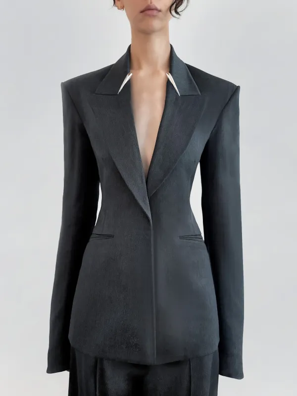 FANGS BLAZER (WOOL) - DARK GREY made by GRACE LING