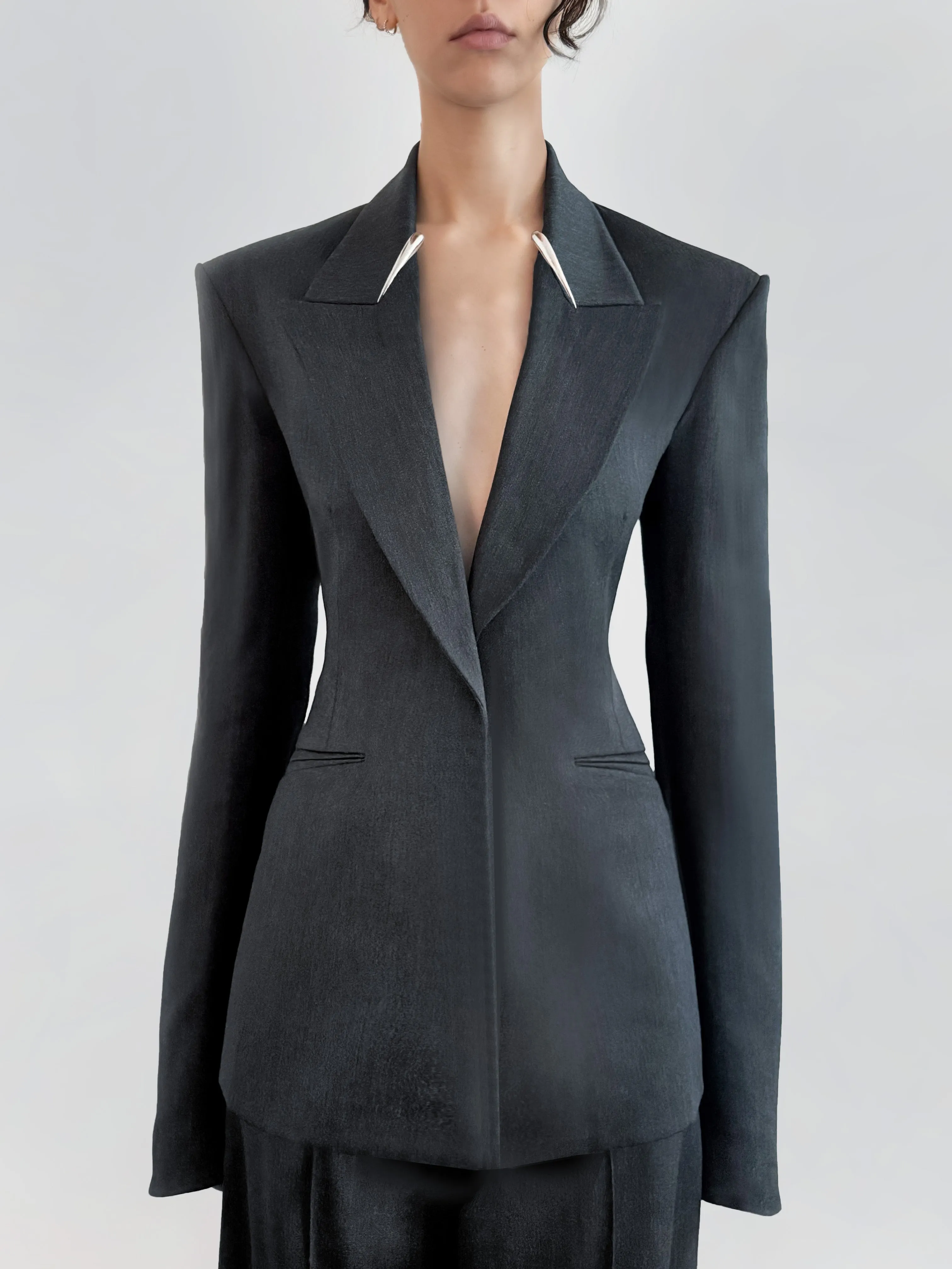 FANGS BLAZER (WOOL) - DARK GREY sold by GRACE LING