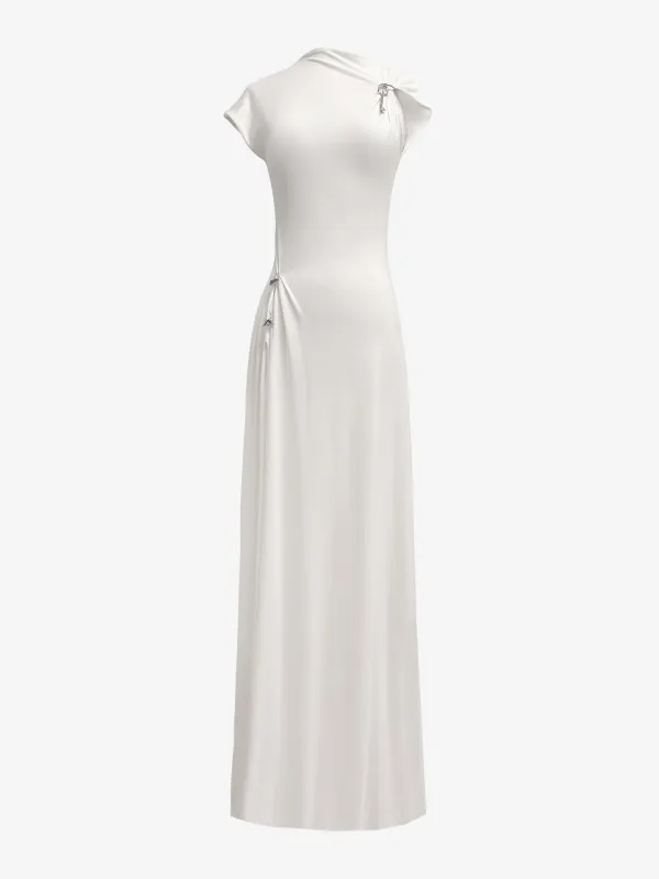 (SS26 PRE-ORDER) RELIC CHARMS MAXI SLIT DRESS - WHITE sold by GRACE LING