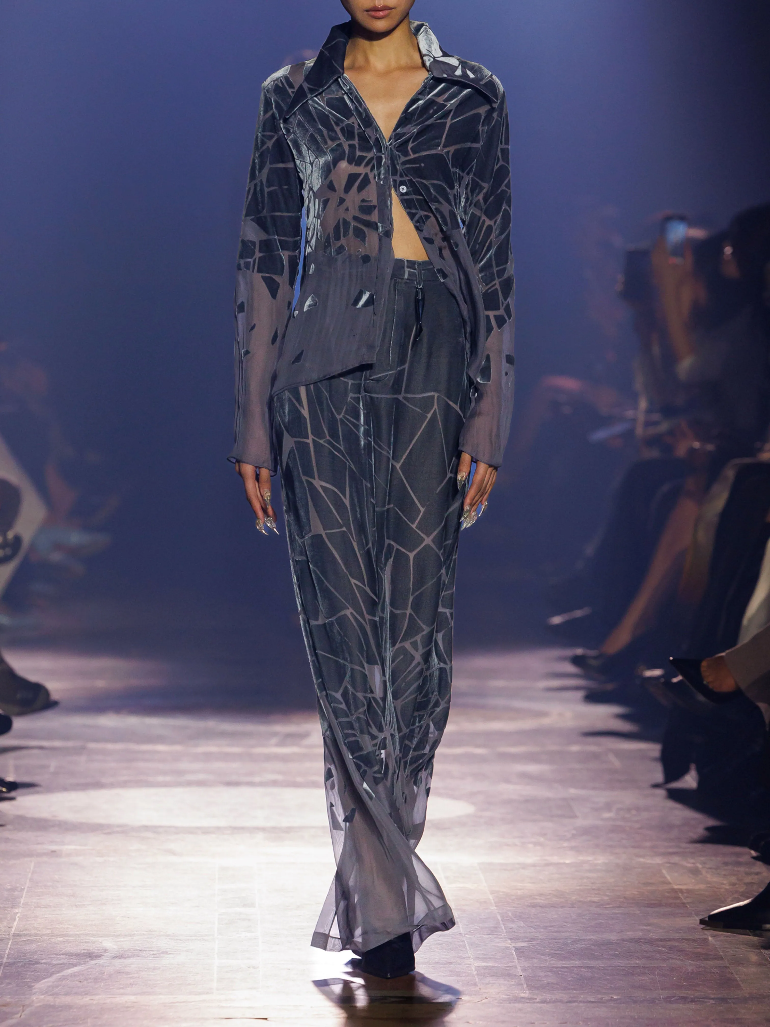 (SS26 PRE-ORDER) CRACKED TAILORED SHIRT - GREY sold by GRACE LING product image thumbnail 2