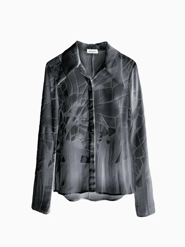 (SS26 PRE-ORDER) CRACKED TAILORED SHIRT - GREY sold by GRACE LING