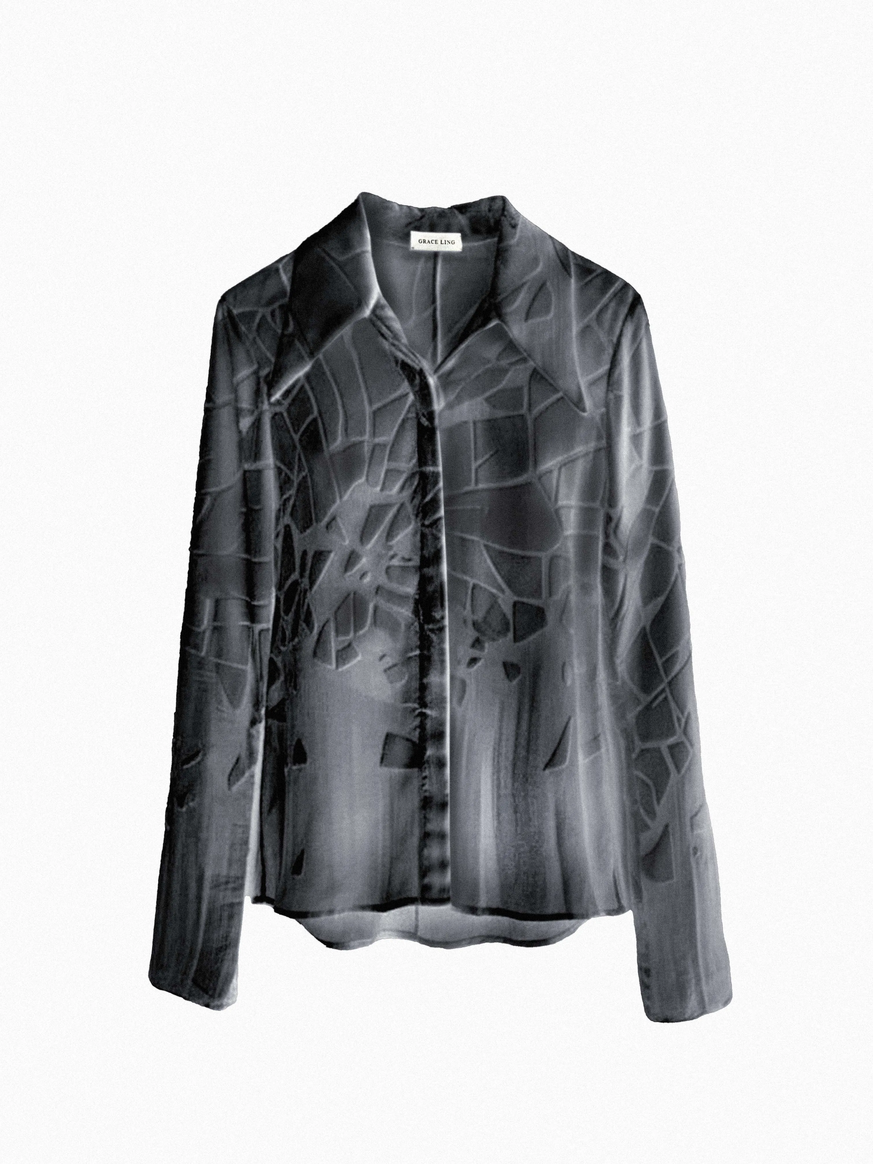 (SS26 PRE-ORDER) CRACKED TAILORED SHIRT - GREY sold by GRACE LING