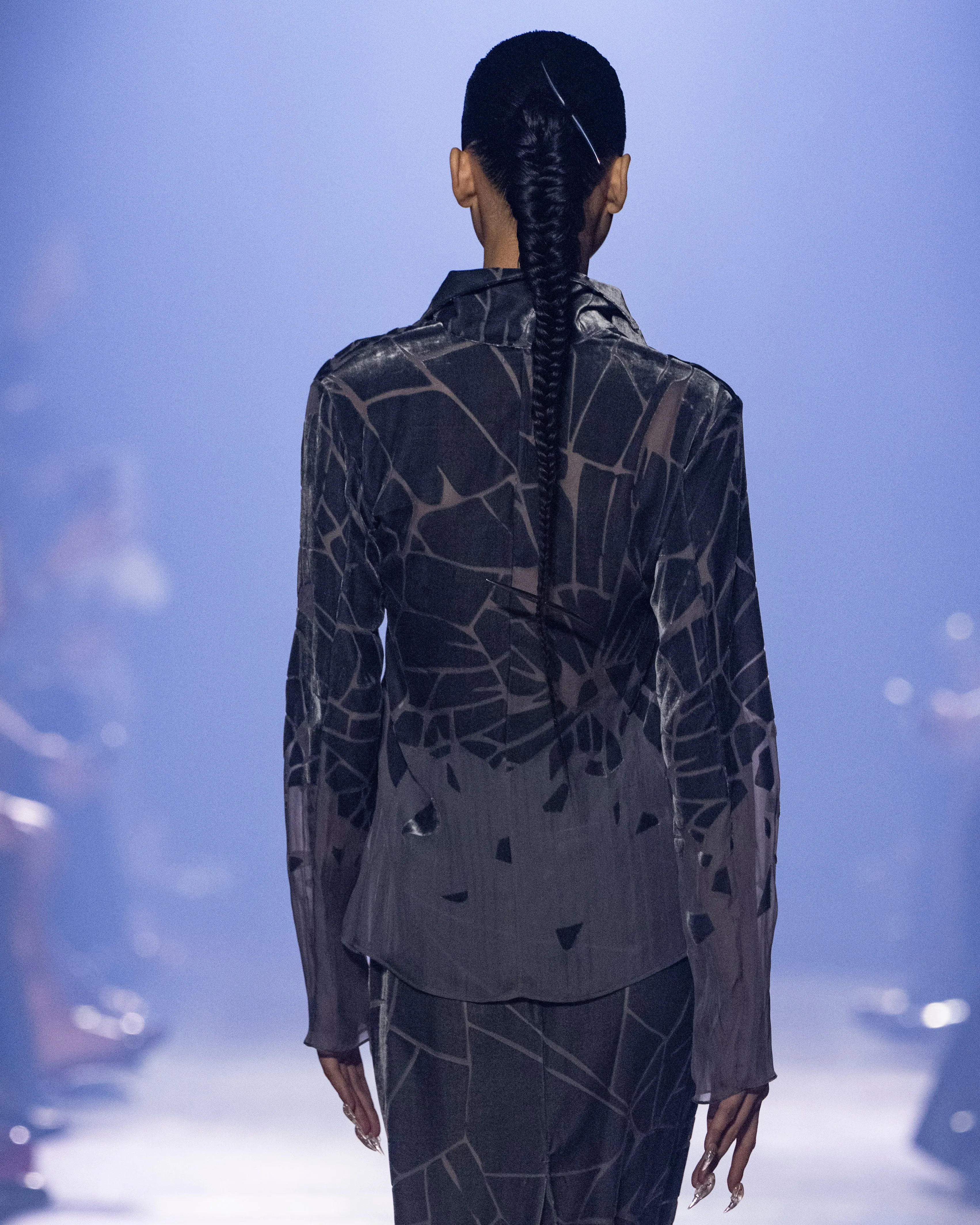 (SS26 PRE-ORDER) CRACKED TAILORED SHIRT - GREY sold by GRACE LING product image thumbnail 3