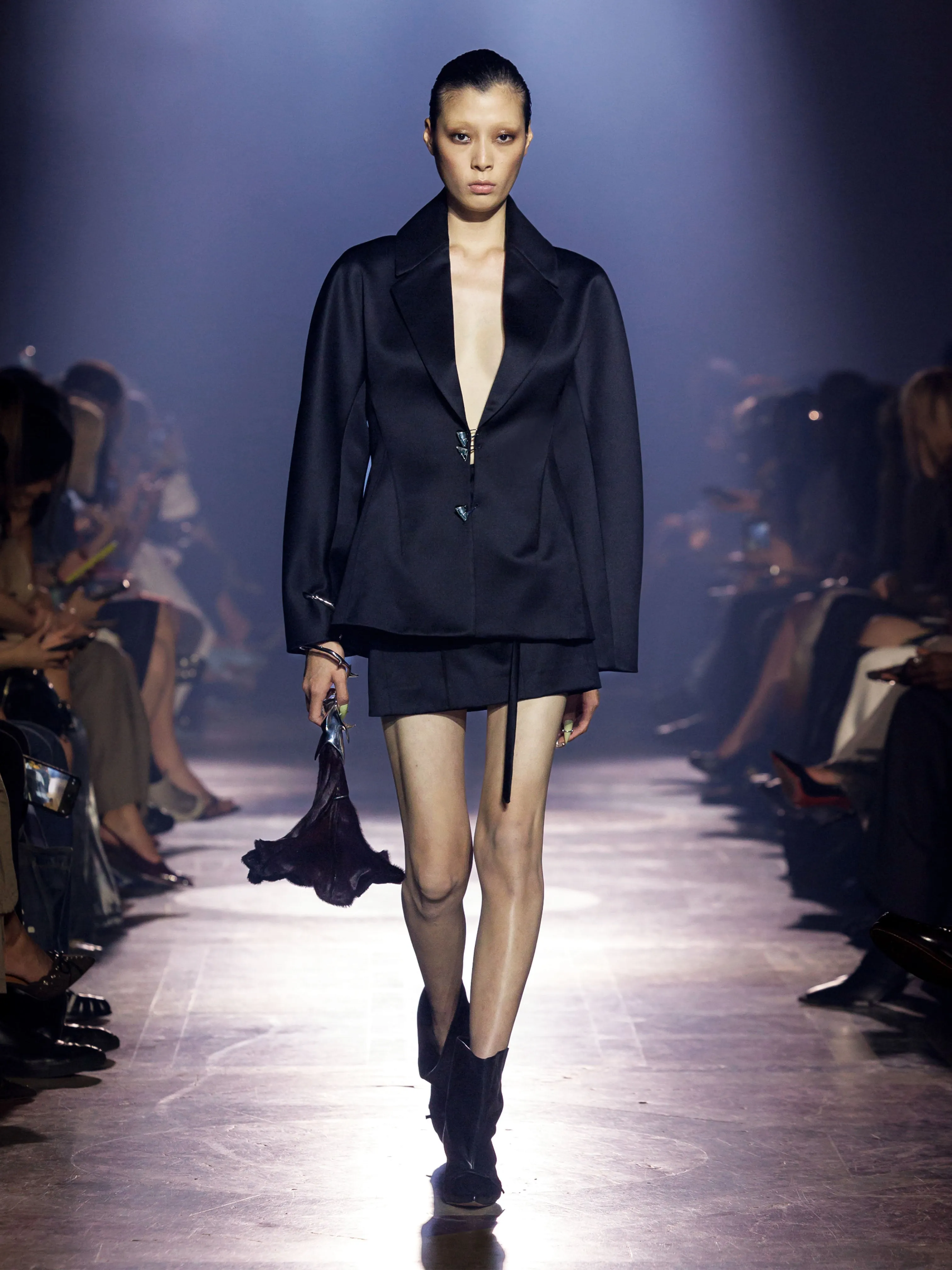 RELICS BELTED MINI SKIRT IN WOOL SATIN - BLACK sold by GRACE LING product image thumbnail 5