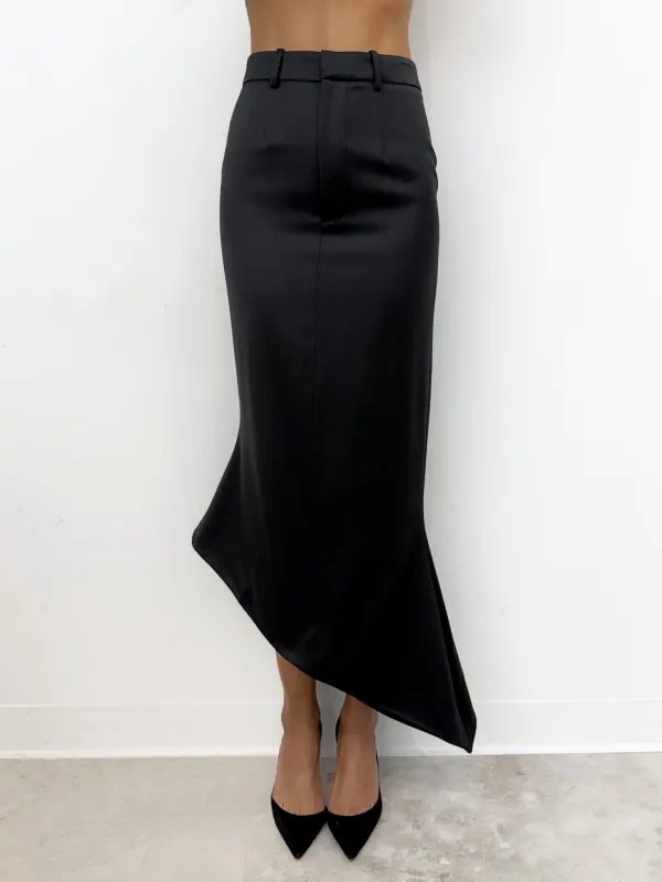 (PRE-ORDER) TAILORED ANGULAR MIDI SKIRT - BLACK sold by GRACE LING