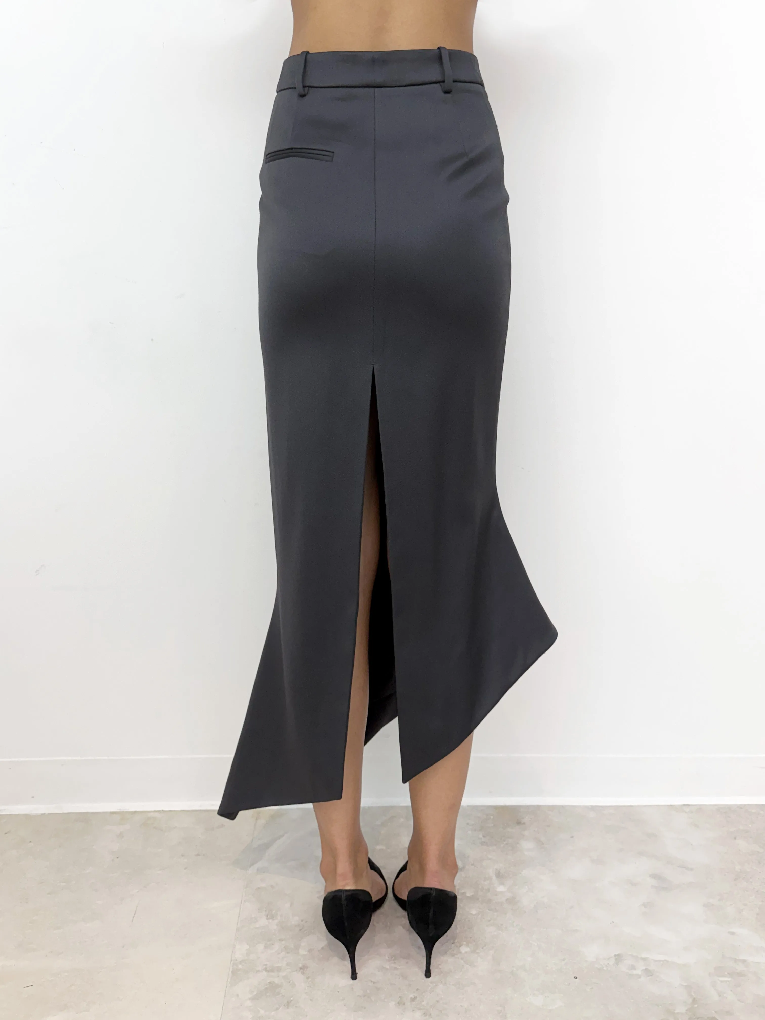 (SS26 PRE-ORDER) TAILORED ANGULAR MIDI SKIRT - GREY sold by GRACE LING product image thumbnail 5
