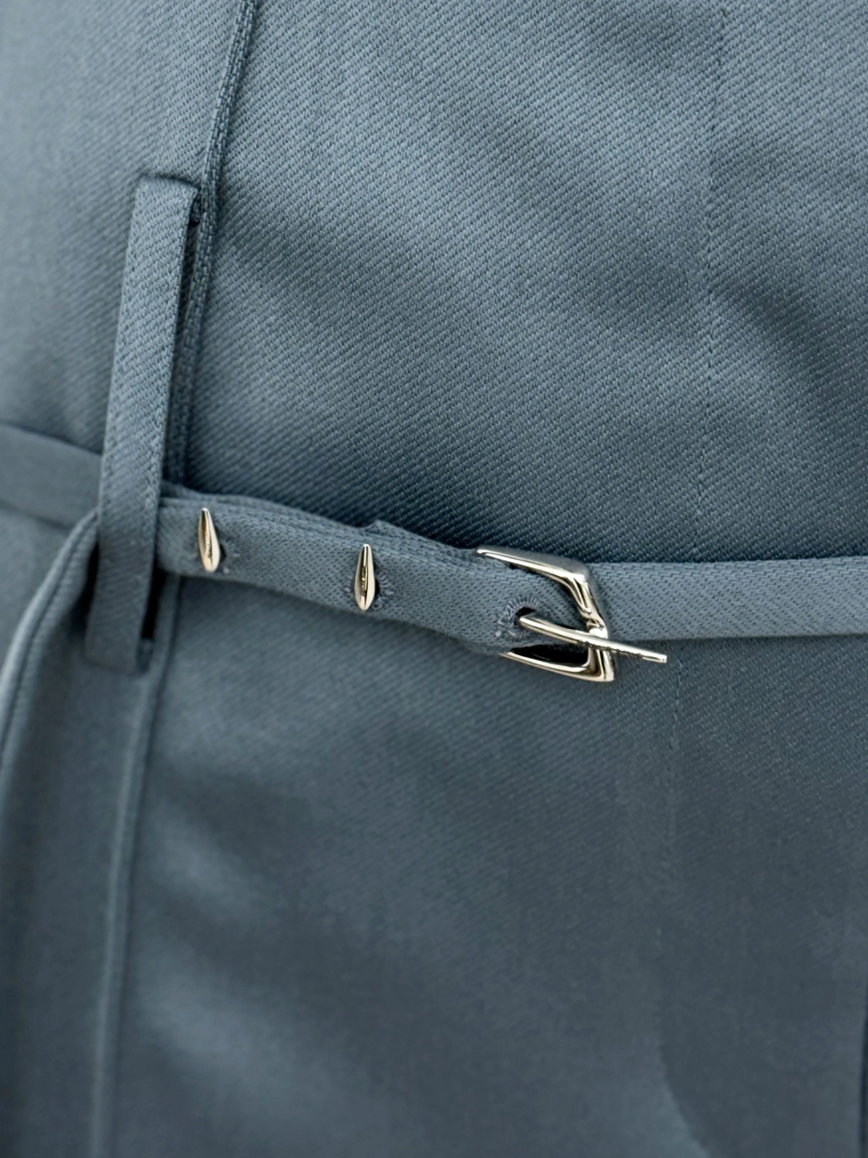 (SS26 PRE-ORDER) RELICS BELTED MINI SKIRT IN WOOL SATIN - BLUE sold by GRACE LING product image thumbnail 5