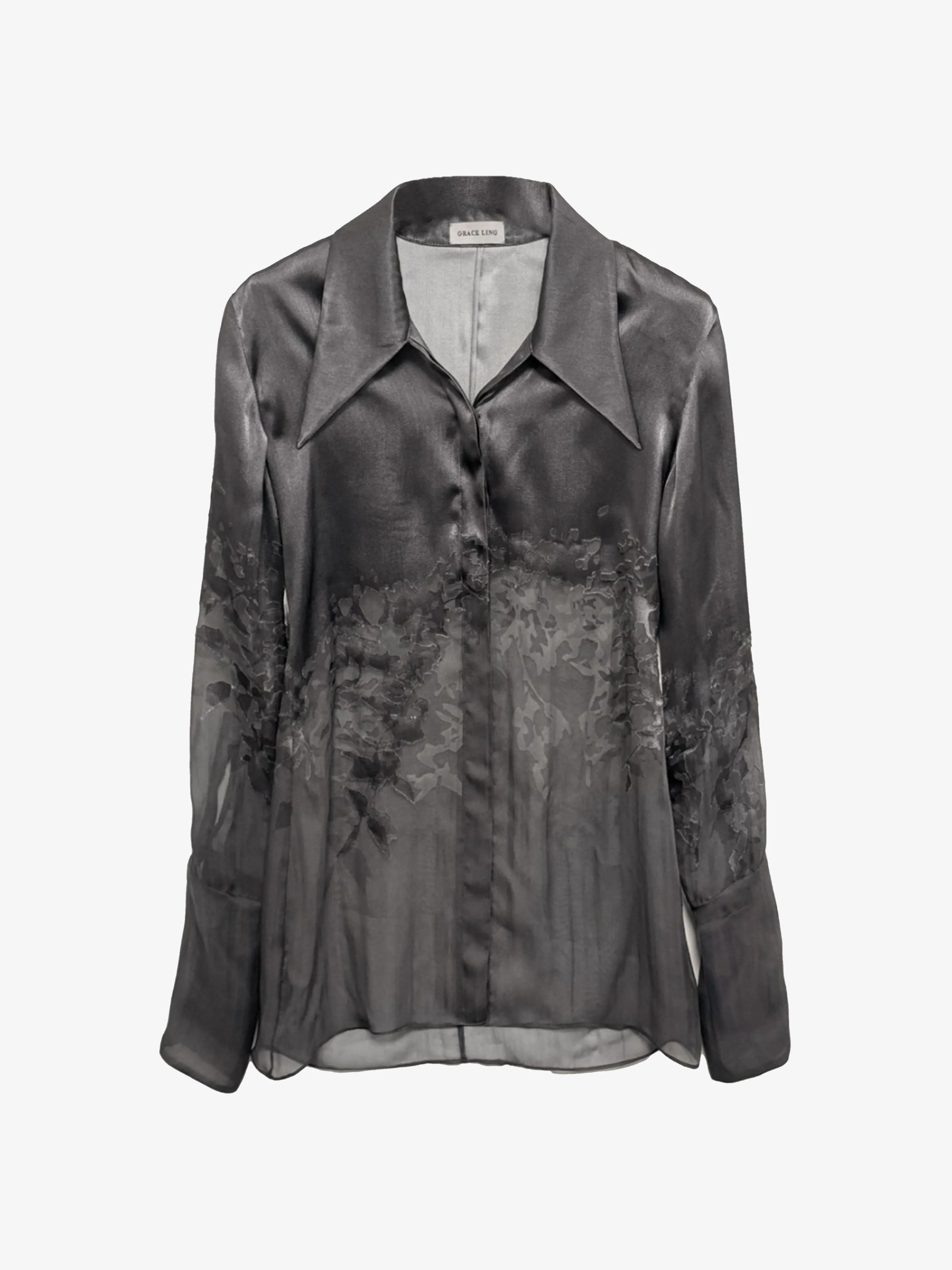 (SS26 PRE-ORDER) FOLIAGE TAILORED SHIRT - DARK GREY sold by GRACE LING