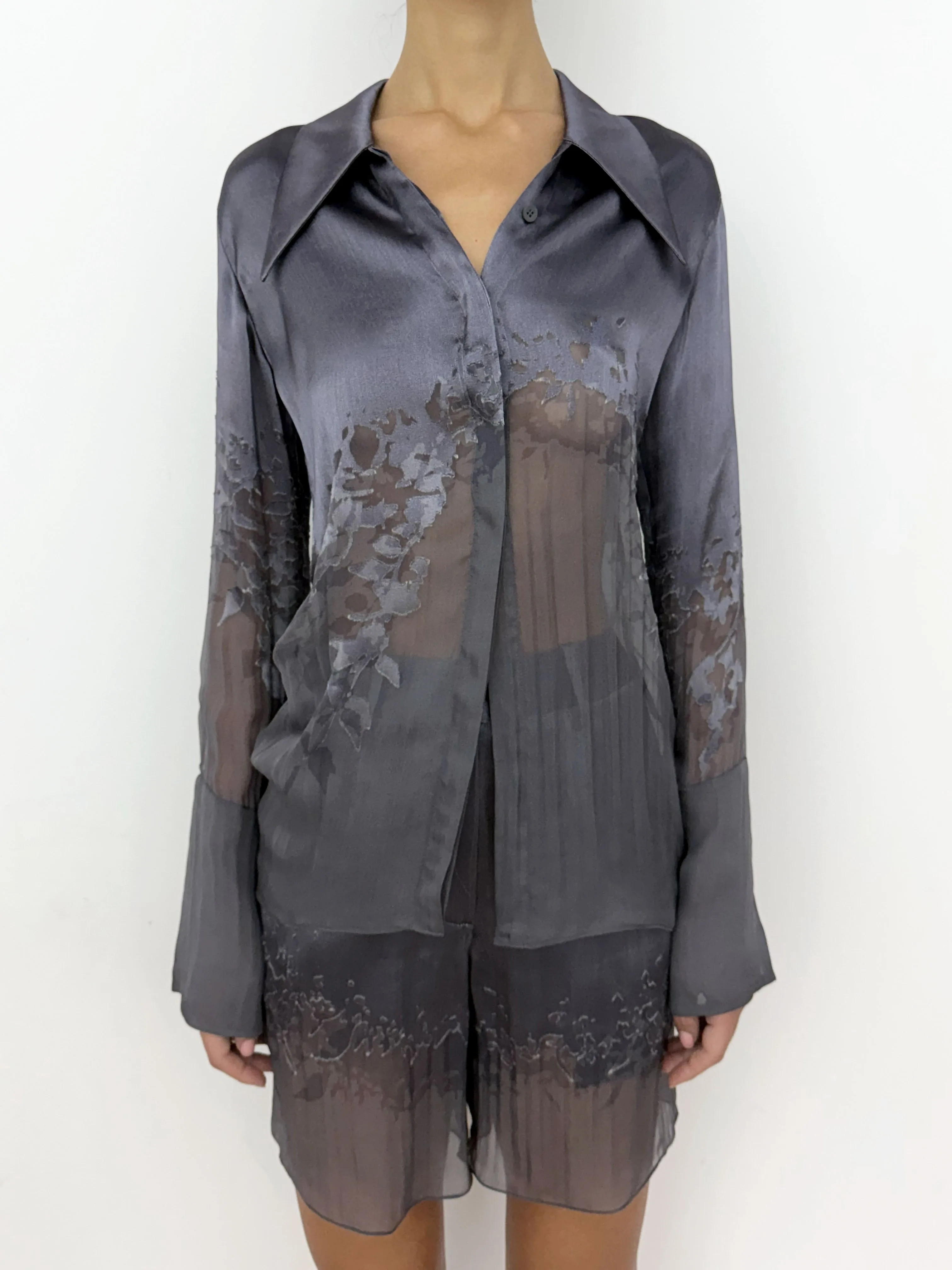 (SS26 PRE-ORDER) FOLIAGE TAILORED SHIRT - DARK GREY sold by GRACE LING product image thumbnail 2