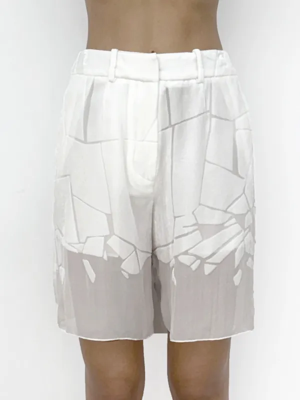 (SS26 PRE-ORDER) CRACKED MINI SHORTS - WHITE sold by GRACE LING