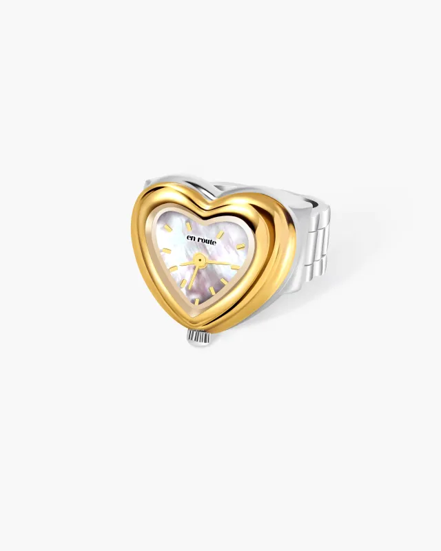City Heart Two-Tone Watch Ring made by En Route Jewelry