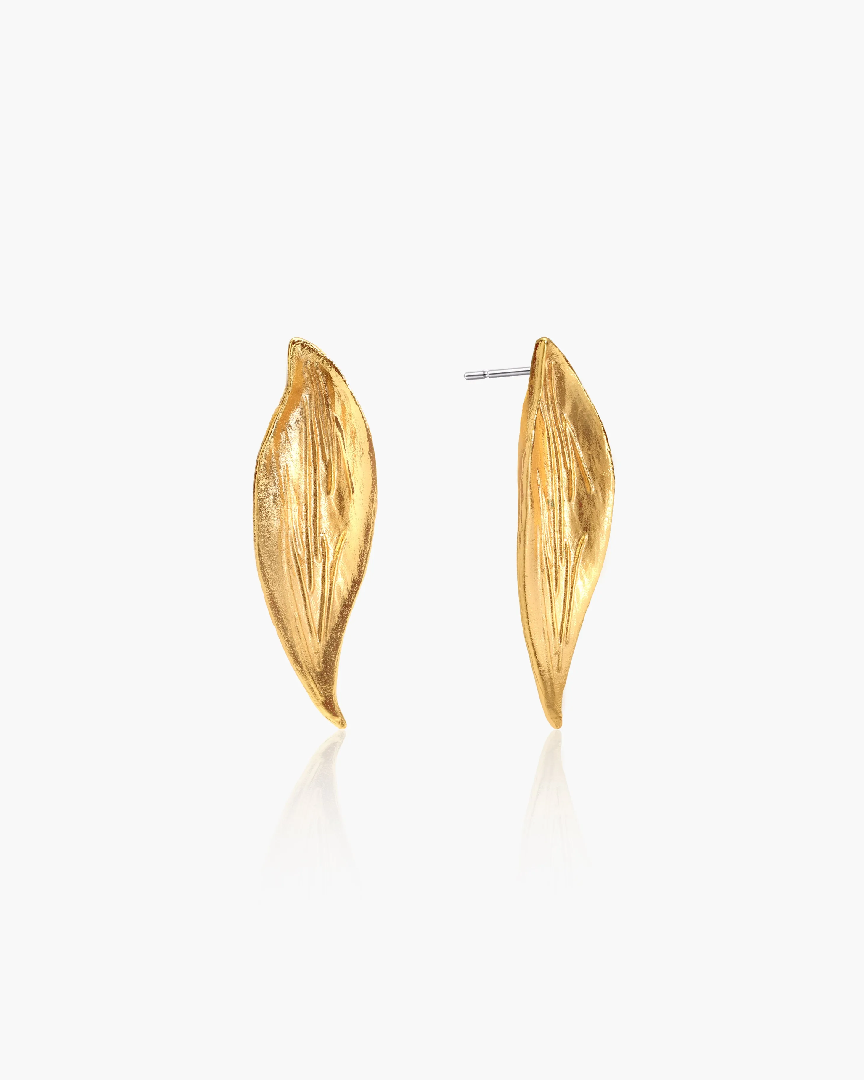 Golden Leaf Stud Earrings sold by En Route Jewelry