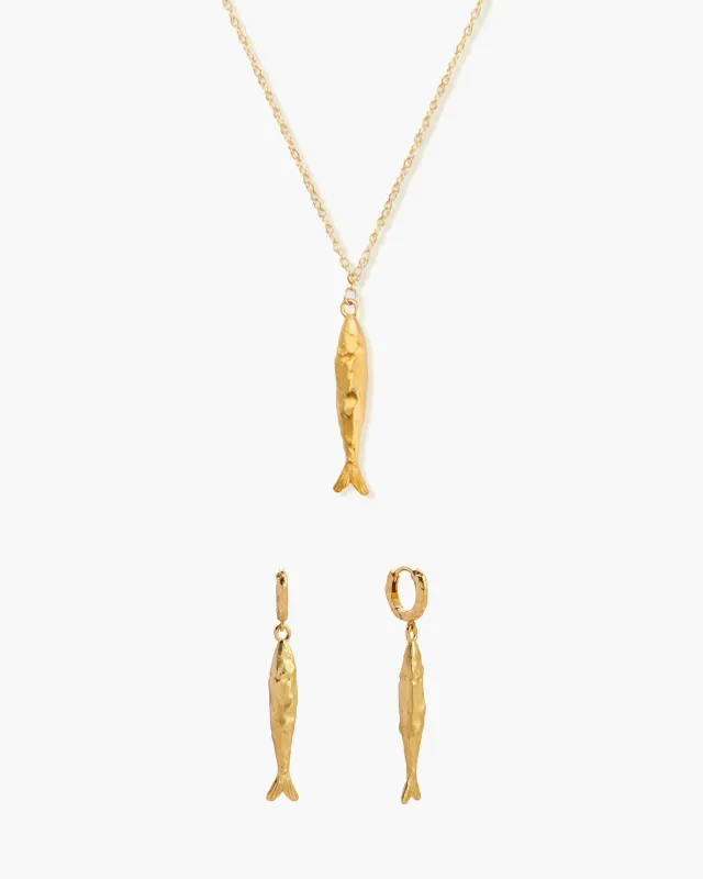 Anchovy Necklace & Earrings Set made by En Route Jewelry