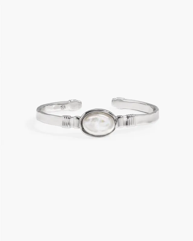 Liquid Oval Pearl Bangle made by En Route Jewelry