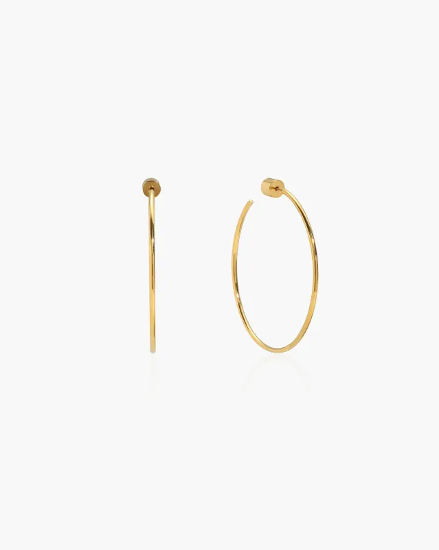 Gold Skinny Hoop Earrings made by En Route Jewelry