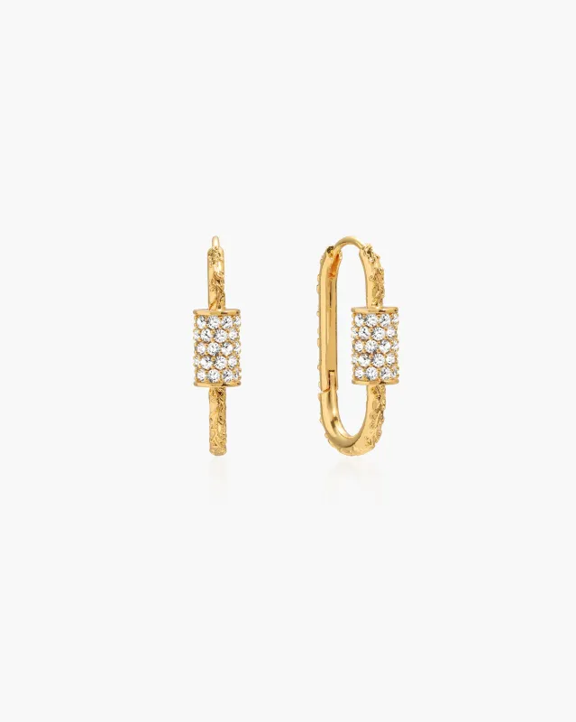 Eden Carabiner Huggie Earrings in Gold made by En Route Jewelry