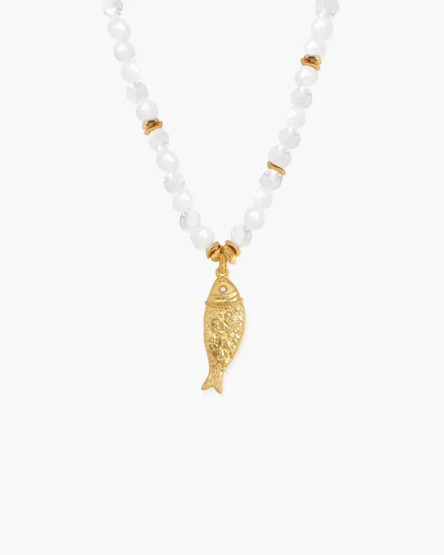 Isla Quartz Beaded Fish Pendant Necklace made by En Route Jewelry