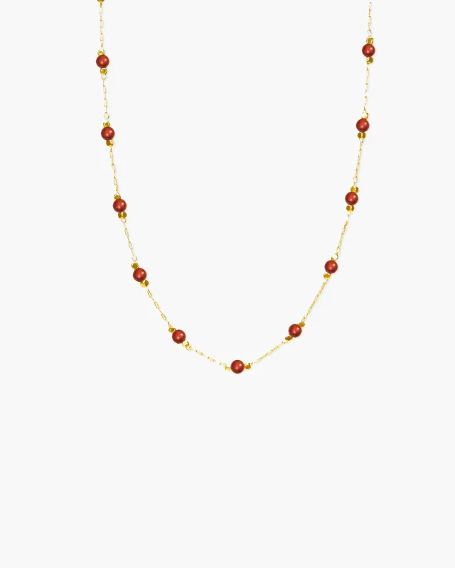 Carnelian Stone Beaded Necklace made by En Route Jewelry