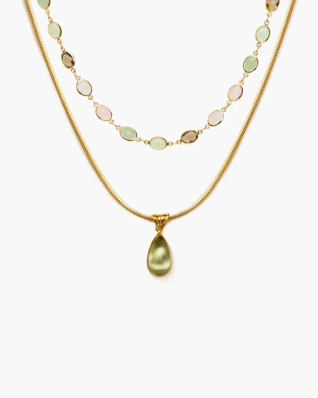 Waterdrop & Whimsical Romance Stone Necklace Set made by En Route Jewelry