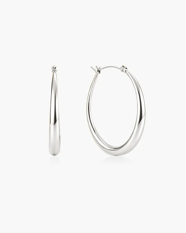 Sloane Hoop Earrings in Silver made by En Route Jewelry