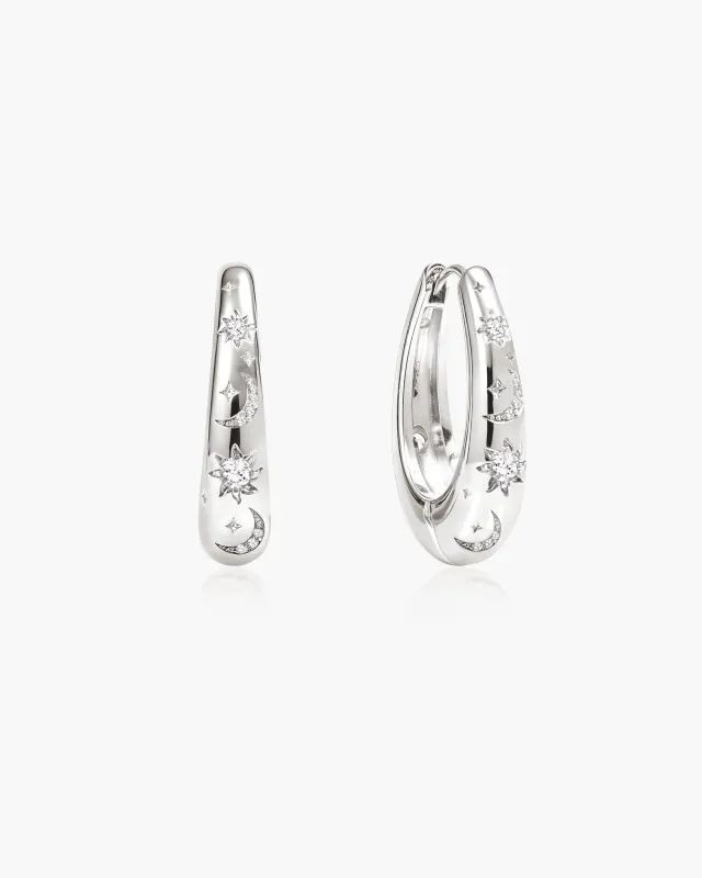 Solis Hoop Earrings in Silver made by En Route Jewelry