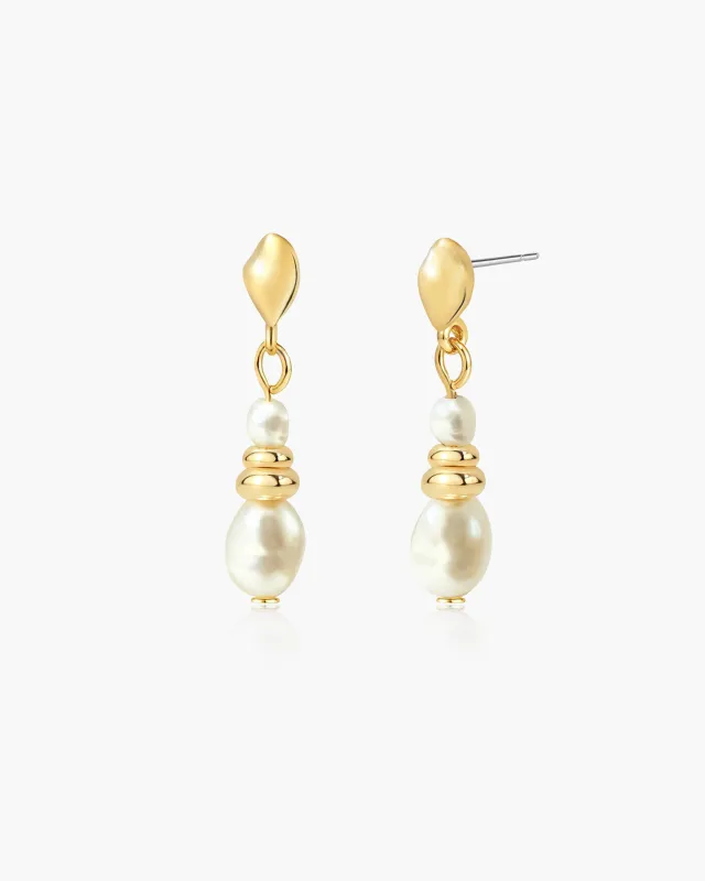 Selene Petite Freshwater Pearl Earrings made by En Route Jewelry