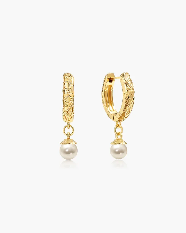 Serenade of Orchid Pearl Hoops in Gold made by En Route Jewelry